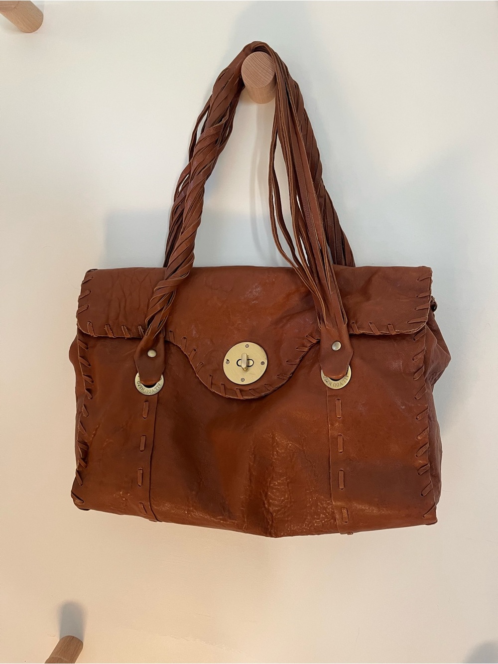 All You Need Cognac Leather Flap Shoulder Bag